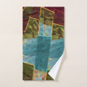 Bruine en blauwe gespikkelde uitziende gesneden wa bad handdoek (Handdoek)