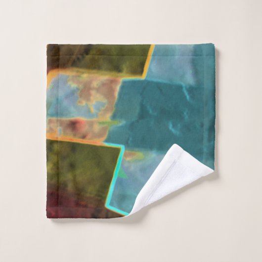 Bruine en blauwe gespikkelde uitziende gesneden wa bad handdoek (Wasdoekje)