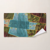 Bruine en blauwe gespikkelde uitziende gesneden wa bad handdoek (Handdoek)