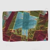 Bruine en blauwe gespikkelde uitziende gesneden wa golfhanddoek (Horizontaal)