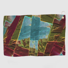 Bruine en blauwe gespikkelde uitziende gesneden wa golfhanddoek