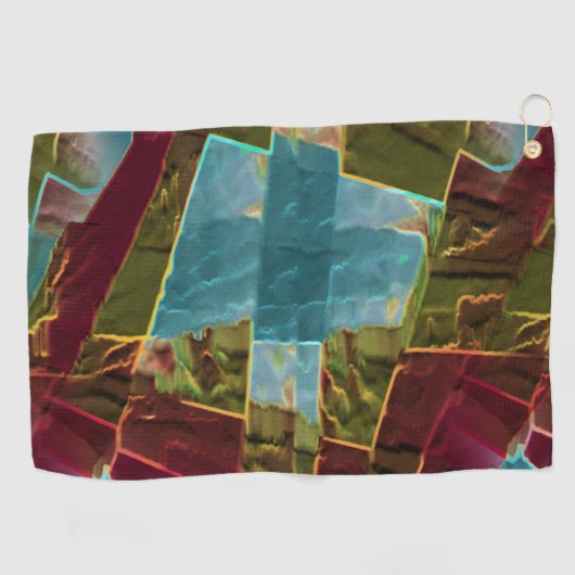 Bruine en blauwe gespikkelde uitziende gesneden wa golfhanddoek (Horizontaal)