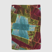 Bruine en blauwe gespikkelde uitziende gesneden wa golfhanddoek (Voorkant)