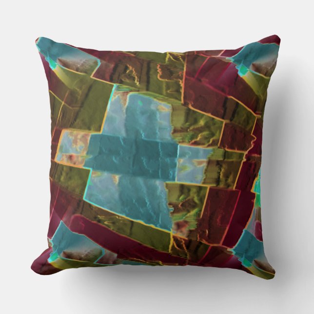 Bruine en blauwe gespikkelde uitziende gesneden wa kussen (Voorkant)