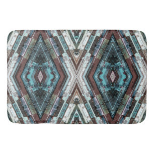 Bruine en blauwe kaleidoscoop badmat