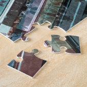 Bruine en blauwe kaleidoscoop legpuzzel (Zijkant)