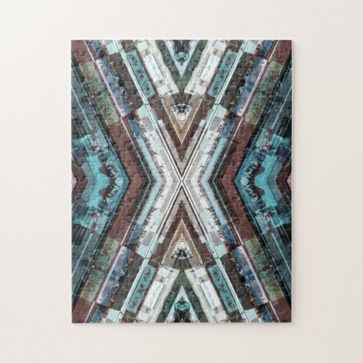 Bruine en blauwe kaleidoscoop legpuzzel (Verticaal)