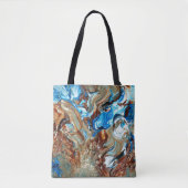 Bruine en blauwe kunsttas tote bag (Voorkant)