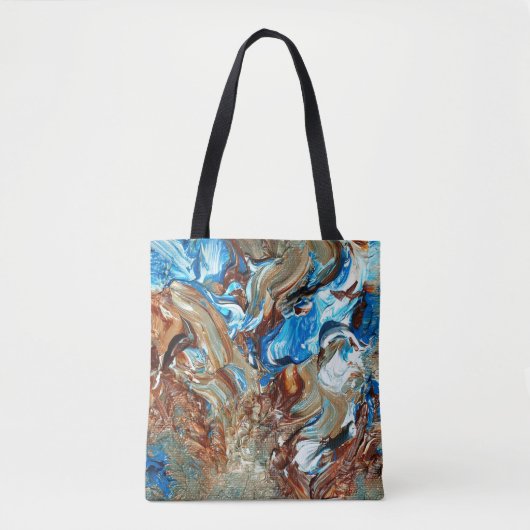 Bruine en blauwe kunsttas tote bag (Voorkant)