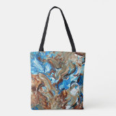 Bruine en blauwe kunsttas tote bag (Achterkant)