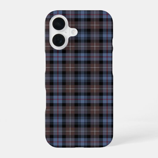 Bruine en blauwe Mackenzie Clan reproductie Schots iPhone 16 Hoesje (Achterkant)