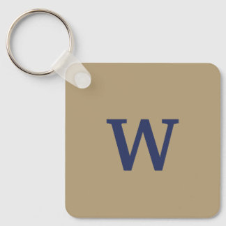 Bruine en blauwe monogrammed Sleutelhanger