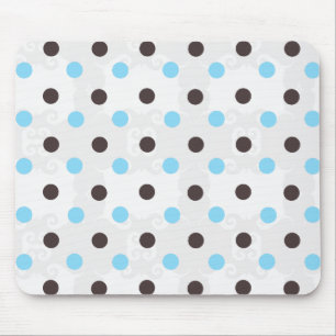 Bruine en blauwe pokadot muismat
