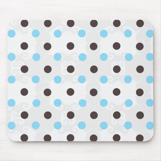 Bruine en blauwe pokadot muismat (Voorkant)