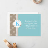 Bruine en blauwe Stippen en stripes - Aangepast ba Notitiekaartje (Voorkant / Achterkant in situ)