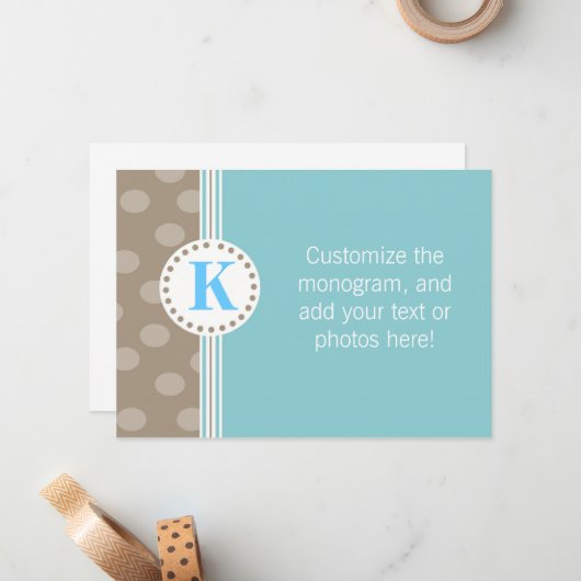 Bruine en blauwe Stippen en stripes - Aangepast ba Notitiekaartje (Voorkant / Achterkant in situ)