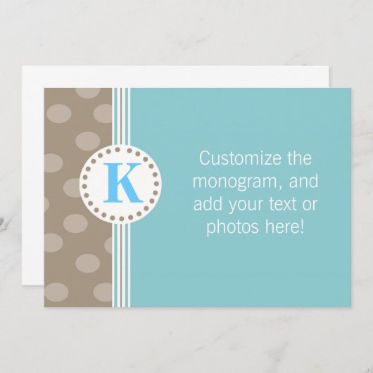 Bruine en blauwe Stippen en stripes - Aangepast ba Notitiekaartje (Voorkant / Achterkant)