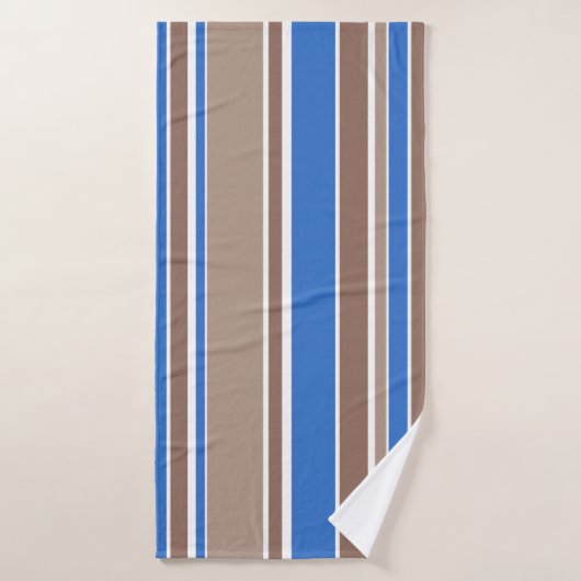 Bruine en blauwe strepen badhanddoek (Badhanddoek)