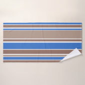Bruine en blauwe strepen badhanddoek (Badhanddoek)