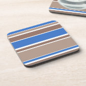 Bruine en blauwe strepen bier onderzetter (Linkerzijde)