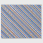 Bruine en blauwe strepen cadeaupapier (Vlak)