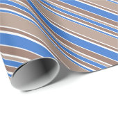 Bruine en blauwe strepen cadeaupapier (Rol Hoek)