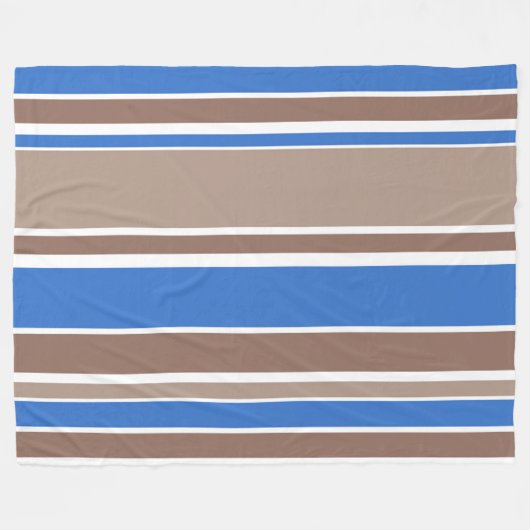 Bruine en blauwe strepen fleece deken (Voorkant (Horizontaal))