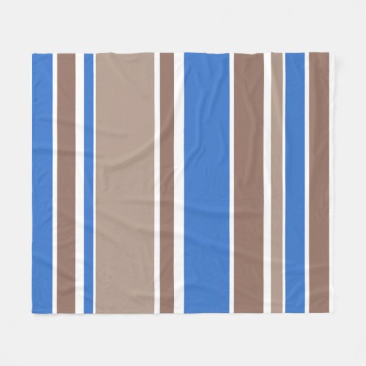 Bruine en blauwe strepen fleece deken (Voorkant (Horizontaal))