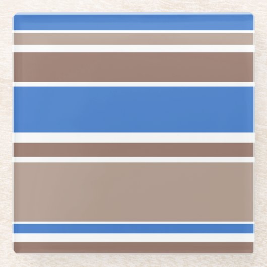 Bruine en blauwe strepen glazen onderzetter (Voorkant)