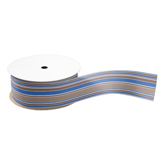 Bruine en blauwe strepen grosgrain lint (Spoel)