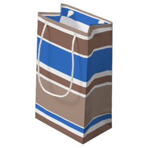 Bruine en blauwe strepen klein cadeauzakje