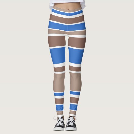 Bruine en blauwe strepen leggings (Voorkant)