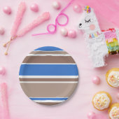 Bruine en blauwe strepen papieren bordje (Feest)