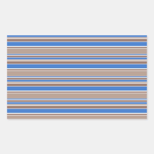 Bruine en blauwe strepen rechthoekige sticker (Voorkant)