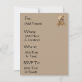 Bruine en blauwe teddybeer Baby shower uitnodiging (Achterkant)