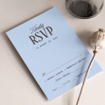 Bruine en blauwe trouw RSVP kaart