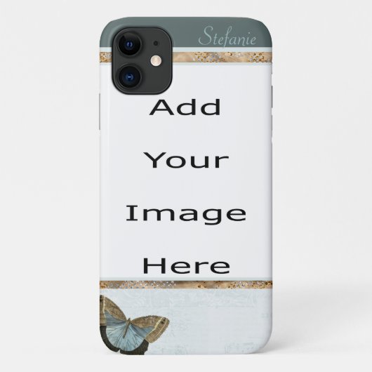 Bruine en blauwe vlinder Case-Mate iPhone case (Achterkant)