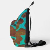 Bruine en Blauwgroen Koe Print Sling Bag (Rechts)