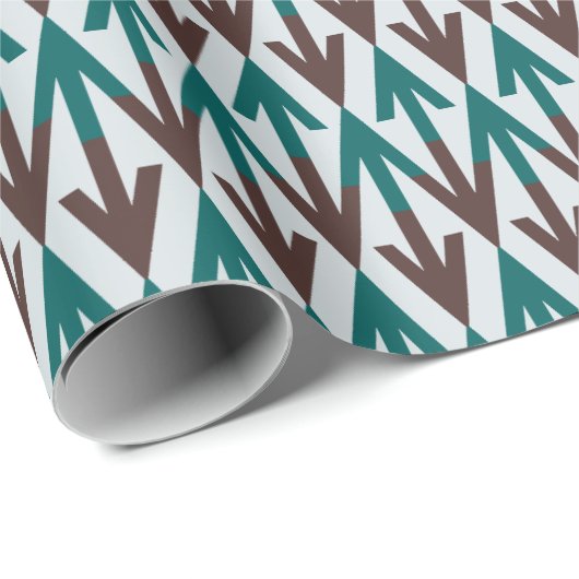 Bruine en Blauwgroen moderne geometrische pijlrije Cadeaupapier (Rol Hoek)