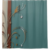 Bruine en Blauwgroen Natuur Zwriemwijn en vlinderv Douchegordijn (Voorkant)