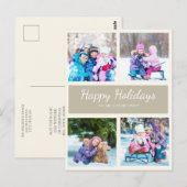 Bruine en bruin getinte kerstgroet met meerdere fo briefkaart (Voorkant / Achterkant)