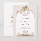 Bruine en crème bloem Waterverf Kaart (Voorkant / Achterkant)