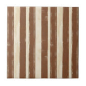 Bruine en crème gestreepte Tegel Tegeltje (Voorkant)