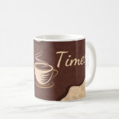 Bruine en crème minimalistische koffietijd koffiemok (Voorkant rechts)
