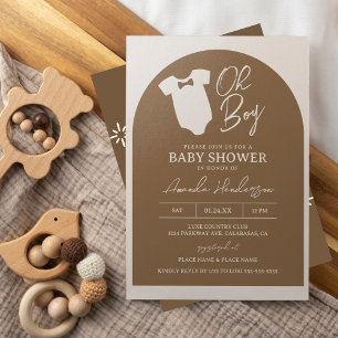 Bruine en Crème Strik Baby Shower Kaart