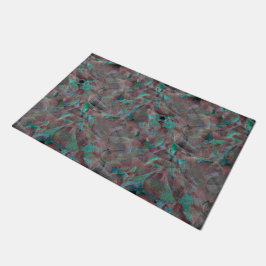 Bruine en cyaanse vlekken op onafgewerkt wandpleis deurmat