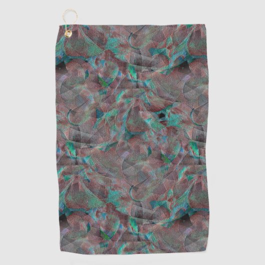 Bruine en cyaanse vlekken op onafgewerkt wandpleis golfhanddoek (Voorkant)