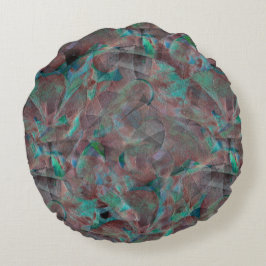 Bruine en cyaanse vlekken op onafgewerkt wandpleis rond kussen