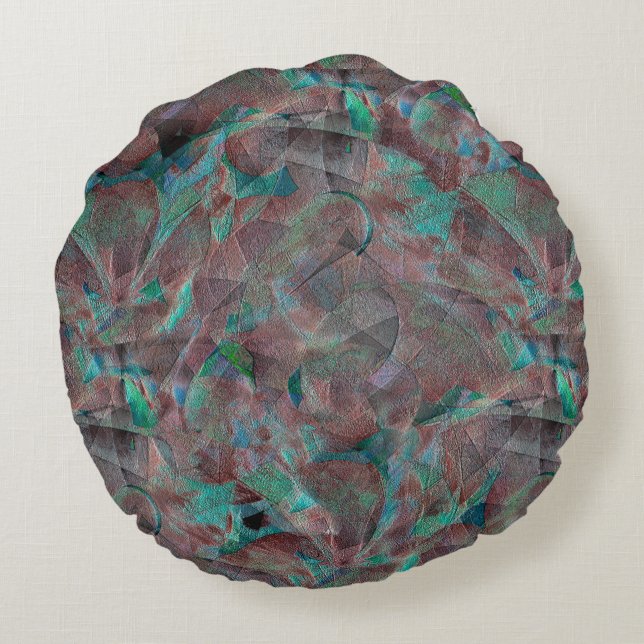 Bruine en cyaanse vlekken op onafgewerkt wandpleis rond kussen (Achterkant)