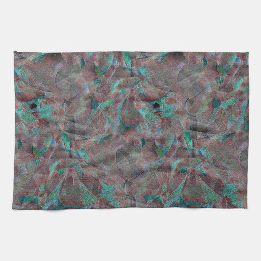 Bruine en cyaanse vlekken op onafgewerkt wandpleis theedoek (Horizontaal)